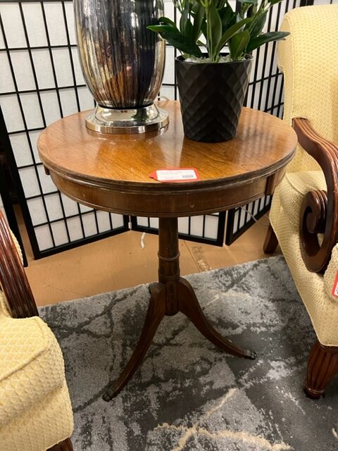 round wood side table