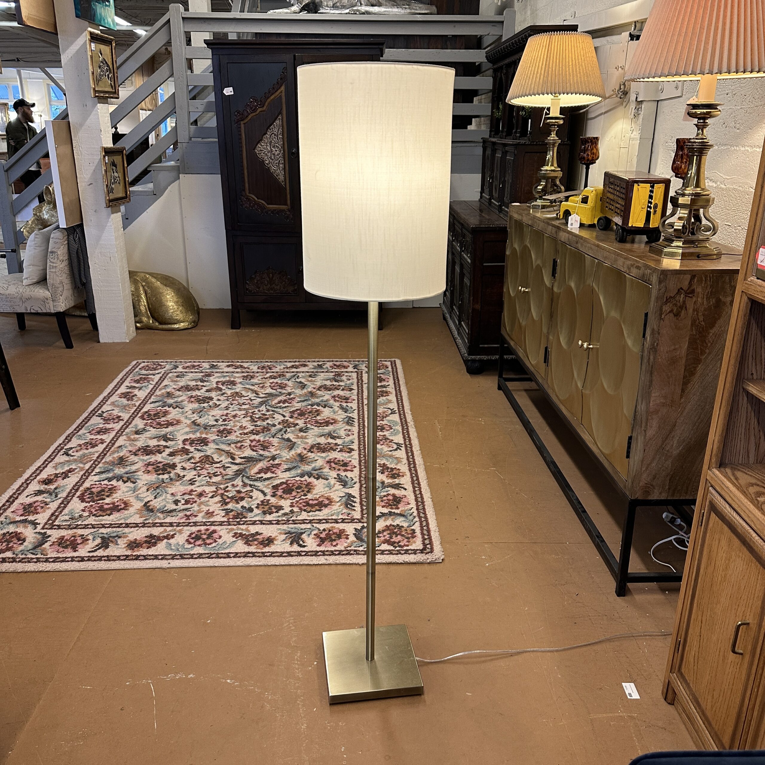 brass cylinder floor lamp